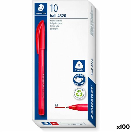 Ensemble de Stylos Staedtler Ball 4320 Rouge 1 mm (100 Unités)