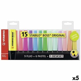 Ensemble de Marqueurs Fluorescents Stabilo Boss Multicouleur (5 Unités