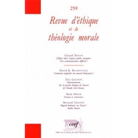 REVUE D'ETHIQUE ET DE THEOLOGIE MORALE NUMERO 259