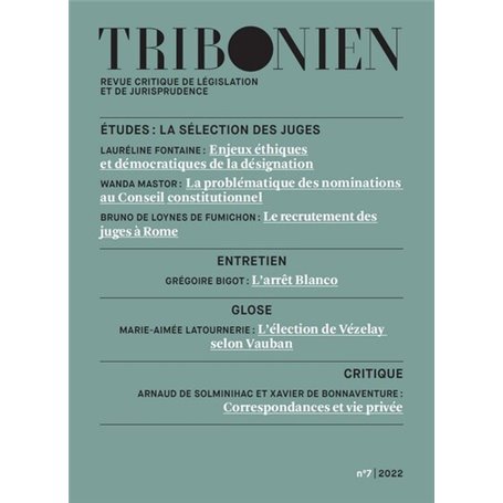 Tribonien Revue critique de législation et de jurisprudence N°7