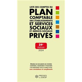 Liste des comptes du plan comptable des établissements et services sociaux et médico-sociaux privés