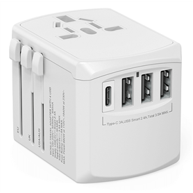 Adaptateur de voyage 15W AUS/EU/UK/US Blanc Xoopar