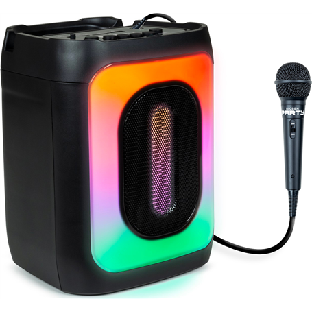 Enceinte Bluetooth® avec effets lumineux PARTY + micro filaire 30W Noire Party