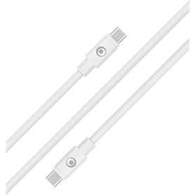 Câble USB C/USB C 2m Blanc - 5A - 100% Plastique recyclé Bigben