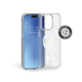Coque iPhone 15 AIR Transparente avec paillettes - 50% Plastique recyclé Force Case