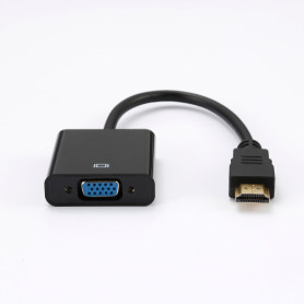 Adaptateur VGA femelle vers HDMI m le - HDMI fiche or - Noir - C ble 15 cm - en