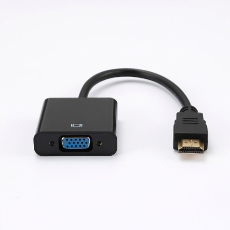 Adaptateur VGA femelle vers HDMI m le - HDMI fiche or - Noir - C ble 15 cm - en