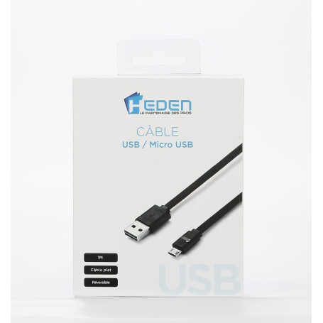 C ble USB/micro USB plat 1m noir - reversible