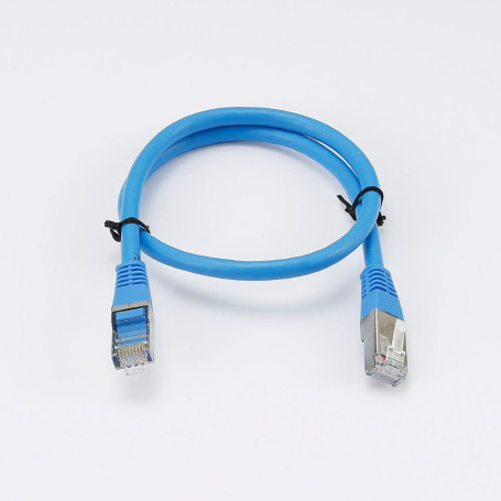 C ble RJ45 Male/Male droit CAT6A F/UTP - Longueur 0.50M - Bleu - en sachet