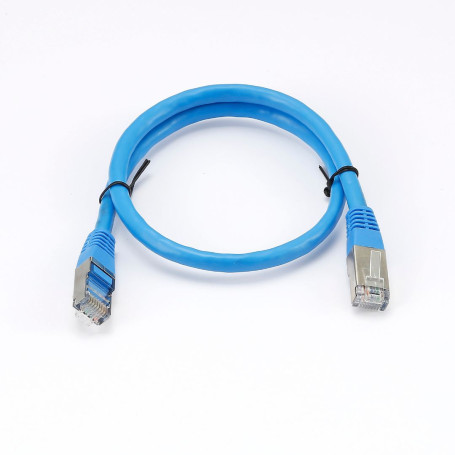 C ble RJ45 Male/Male droit CAT6A S/FTP - Longueur 0.50M - Bleu - en sachet