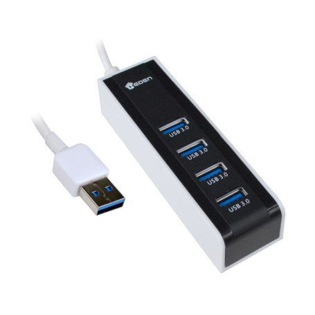 Hub USB3.0 HEDEN avec adaptateur 4 ports cable 40cm noir et blanc