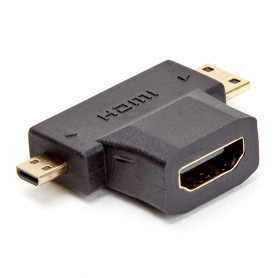 Adaptateur 2 en 1 HDMI port micro HDMI + mini HDMI m le port HDMI femelle connec