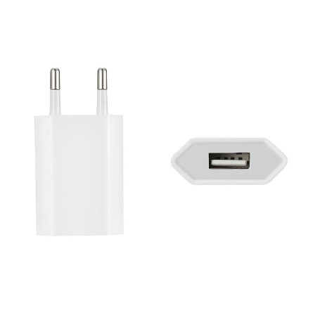 Chargeur secteur 1 USB 1A = total 5W blanc design plat