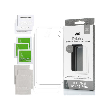 WE PACK 3 verres tremps IPHONE 12 / 12 PRO : 3 Protections d'cran - anti-rayur