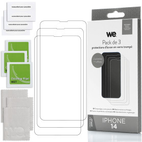 WE PACK 3 verres tremps IPHONE 14 : 3 Protections d'cran - anti-rayures - anti