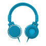 Casque filaire bleu avec micro c ble 1.50m arceau rglable effect peau de p che