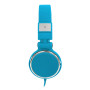 Casque filaire bleu avec micro c ble 1.50m arceau rglable effect peau de p che