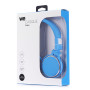 Casque filaire bleu avec micro c ble 1.50m arceau rglable effect peau de p che