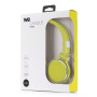 Casque filaire vert avec micro c ble 1.50m arceau rglable effect peau de p che