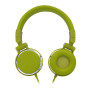 Casque filaire vert avec micro c ble 1.50m arceau rglable effect peau de p che