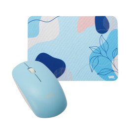 WE POP Pack Tapis de souris design bleu abstrait : 200x140x3mm + souris optique