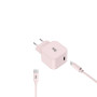 WE POP Pack Chargeur secteur + C ble USB-C/USB-C Rose poudre : Chargeur secteur