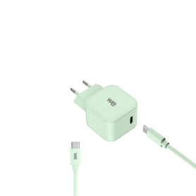 WE POP Pack Chargeur secteur + C ble USB-C/USB-C Vert : Chargeur secteur vert PD