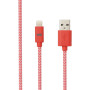 C ble USB/Lightning nylon tress 1m - rouge & blanc