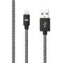 C ble USB/Lightning nylon tress 2m - noir & blanc + de longueur + de confort