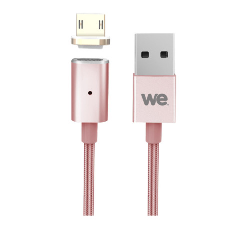 C ble USB/micro USB magntique or rose - nylon tress - 1.20m