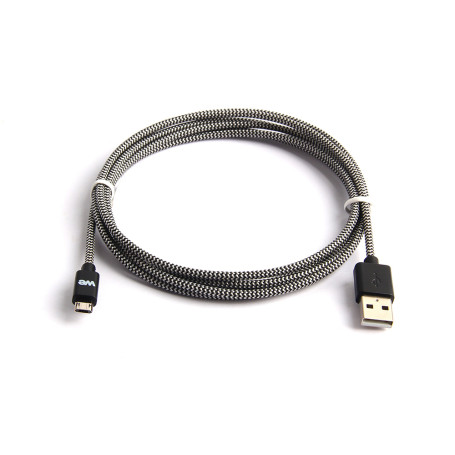 C ble USB/Micro USB Nylon 1m tress noir et blanc connecteur Micro USB reversibl