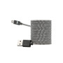 C ble USB/Micro USB Nylon 2m tress noir et blanc Micro USB reversible en ALU gr