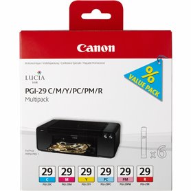 Canon Multipack de 6 cartouches d'encre PGI-29 C/M/Y/PC/PM/R