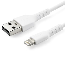 StarTech.com Câble USB-A vers Lightning Blanc Robuste 1m - Câble de Charge/Synchronisation de Type A vers Lightning en Fibre Ara