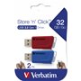 Verbatim Clés USB Store 'n' Click 2 x 32 Go Rouge / Bleu