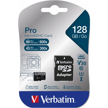 Verbatim Pro 128 Go MicroSDXC UHS-I Classe 10