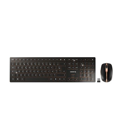 CHERRY DW 9100 SLIM clavier Souris incluse RF sans fil + Bluetooth AZERTY Français Noir