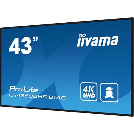 iiyama PROLITE Carte A numérique 108 cm (42.5") LED Wifi 500 cd/m² 4K Ultra HD Noir Intégré dans le processeur Android 11 24/7