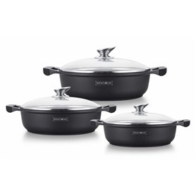 Casserole avec couvercle en verre Royalty Line BR1006 Noir 6 Pièces