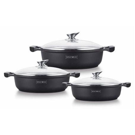 Casserole avec couvercle en verre Royalty Line BR1006 Noir 6 Pièces