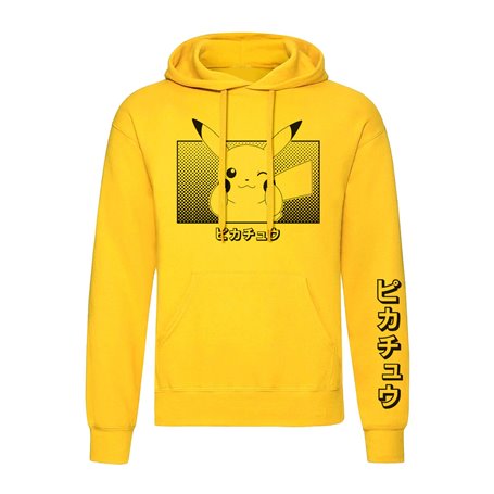 Sweat à capuche unisex Pokémon Pikachu Katakana Jaune