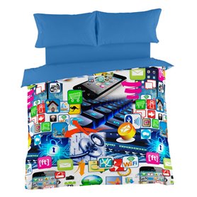 Housse de Couette Alexandra House Living Net Multicouleur 140 x 200 cm