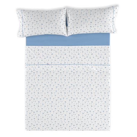 Jeu de draps Alexandra House Living Estelia Bleu Gran lit 2 persones 3 Pièces