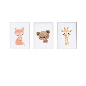 Feuilles Crochetts 33 x 43 x 2 cm Ours Girafe Renard 3 Pièces
