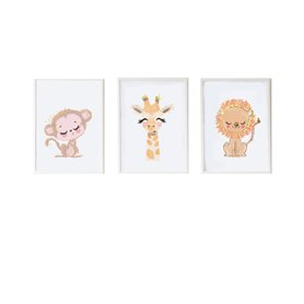 Feuilles Crochetts 33 x 43 x 2 cm Lion Singe Girafe 3 Pièces