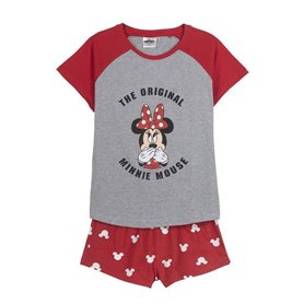 Pyjama D'Été Minnie Mouse Rouge Femme Gris