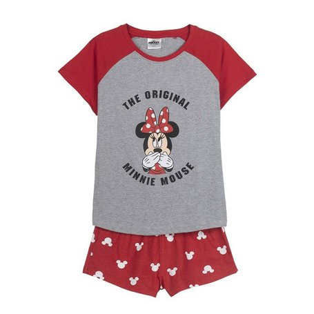 Pyjama D'Été Minnie Mouse Rouge Femme Gris