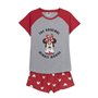 Pyjama D'Été Minnie Mouse Rouge Femme Gris