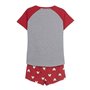 Pyjama D'Été Minnie Mouse Rouge Femme Gris