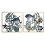 Décoration murale Home ESPRIT Bleu Doré méditerranéen Poissons 50 x 4 x 50 cm (2 Unités)